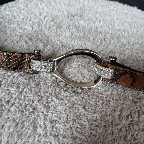 Metallic Gold Belt w rhinestone buckle y2K adjustable - Picture 2 of 7